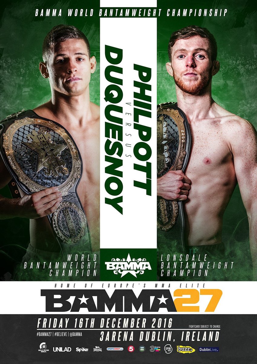 BAMMA 27 - Duquesnoy vs. Philpott Poster November 28, 2016