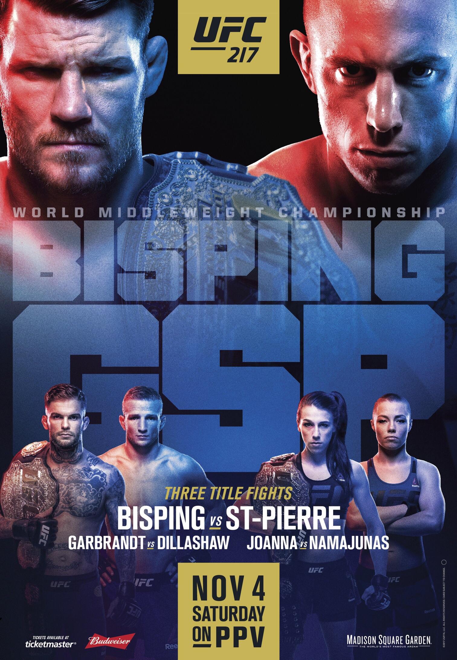 UFC 217 live blog: Michael Bisping vs. Georges St-Pierre 