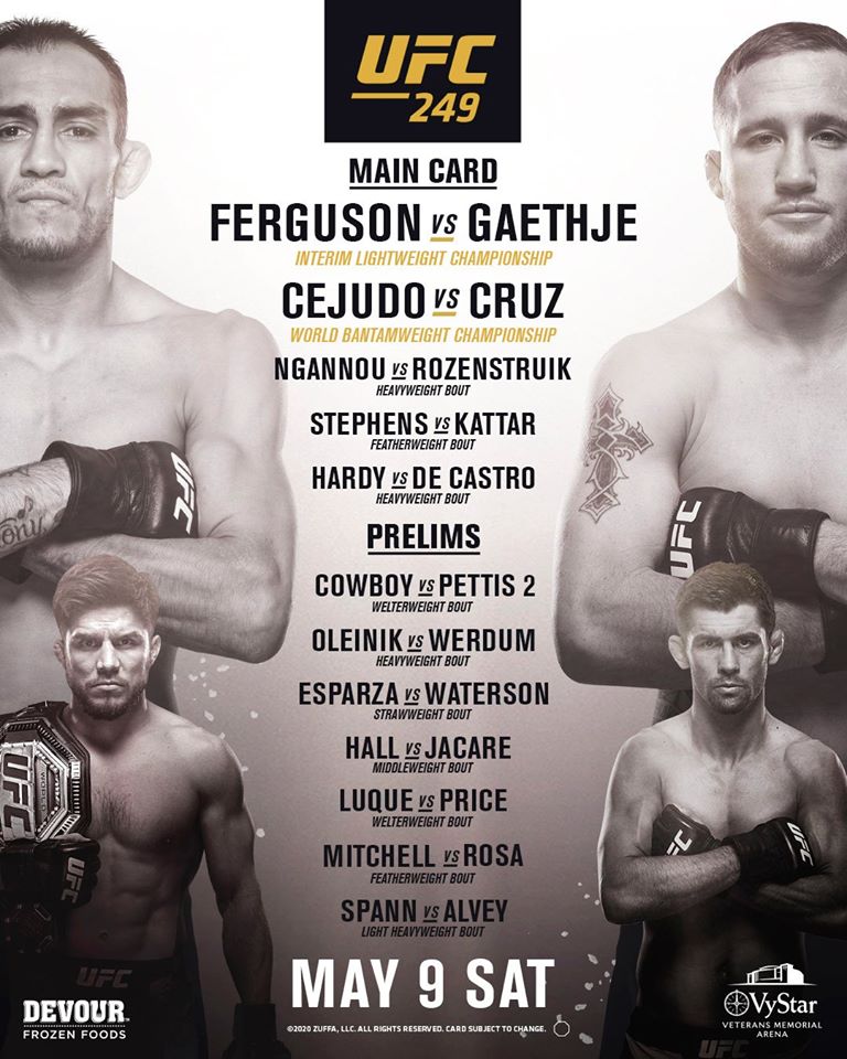 UFC 249 Poster April 24, 2020