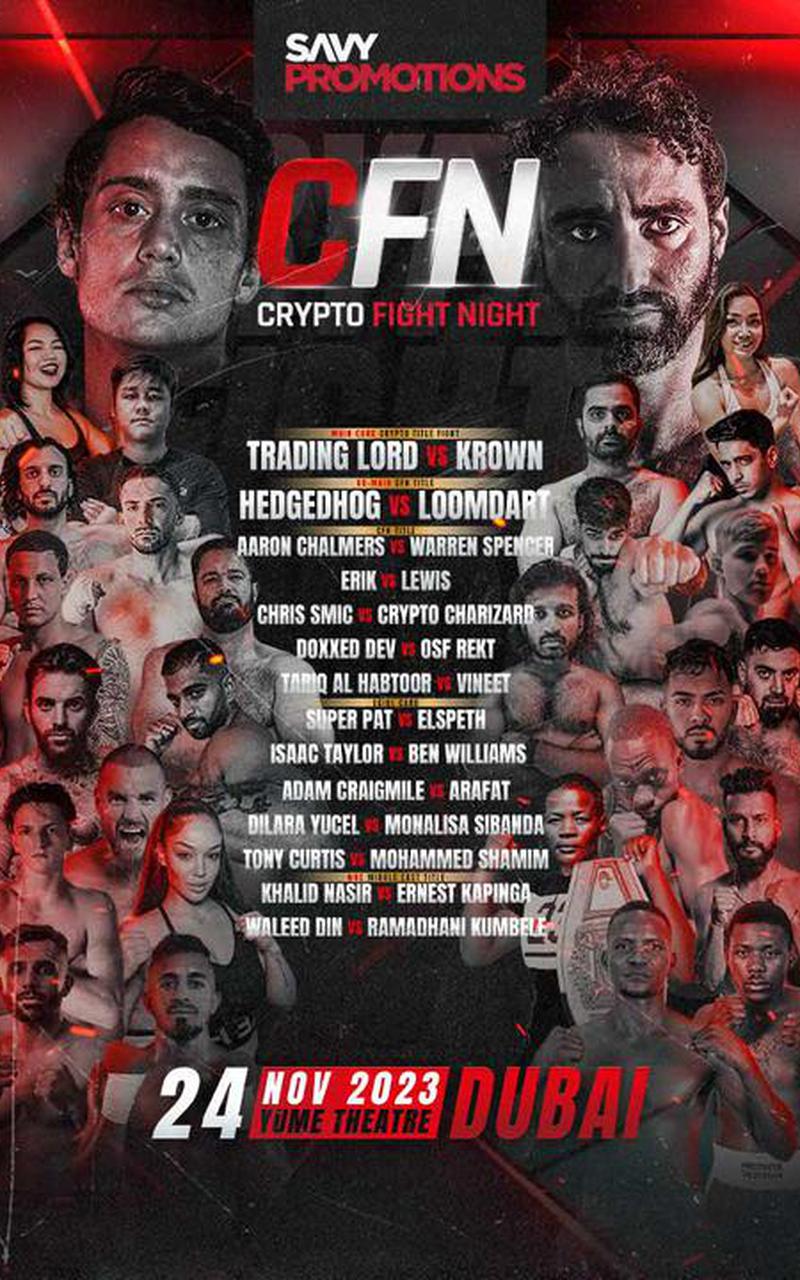 Savy Promotions - Crypto Fight Night Poster November 19, 2023