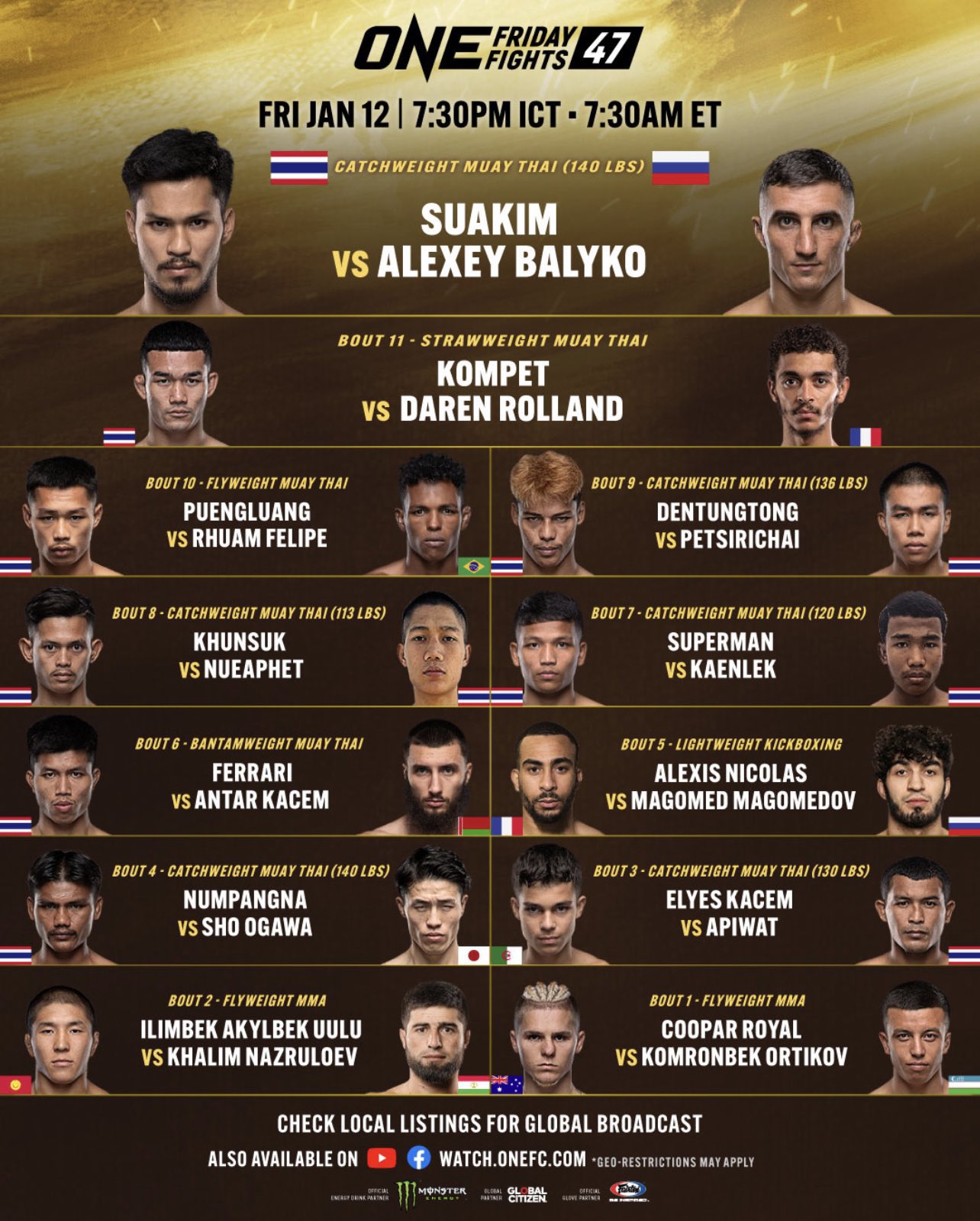 One Friday Fights 47 Poster January 12, 2024