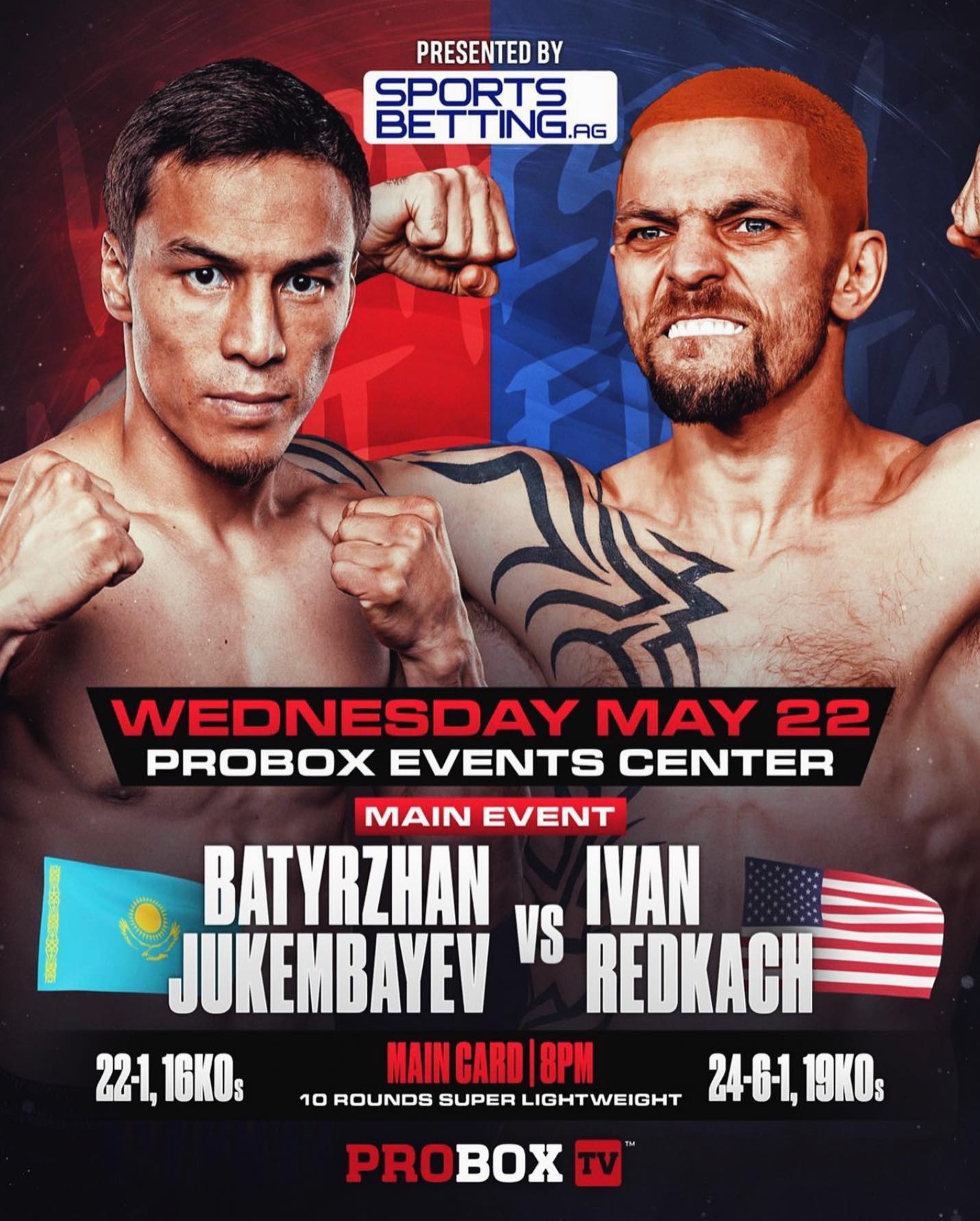 Jukembayev vs. Redkach Poster May 12, 2024
