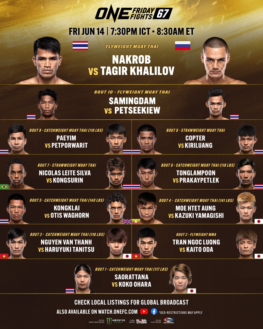 One Friday Fights 67 Poster June 14, 2024