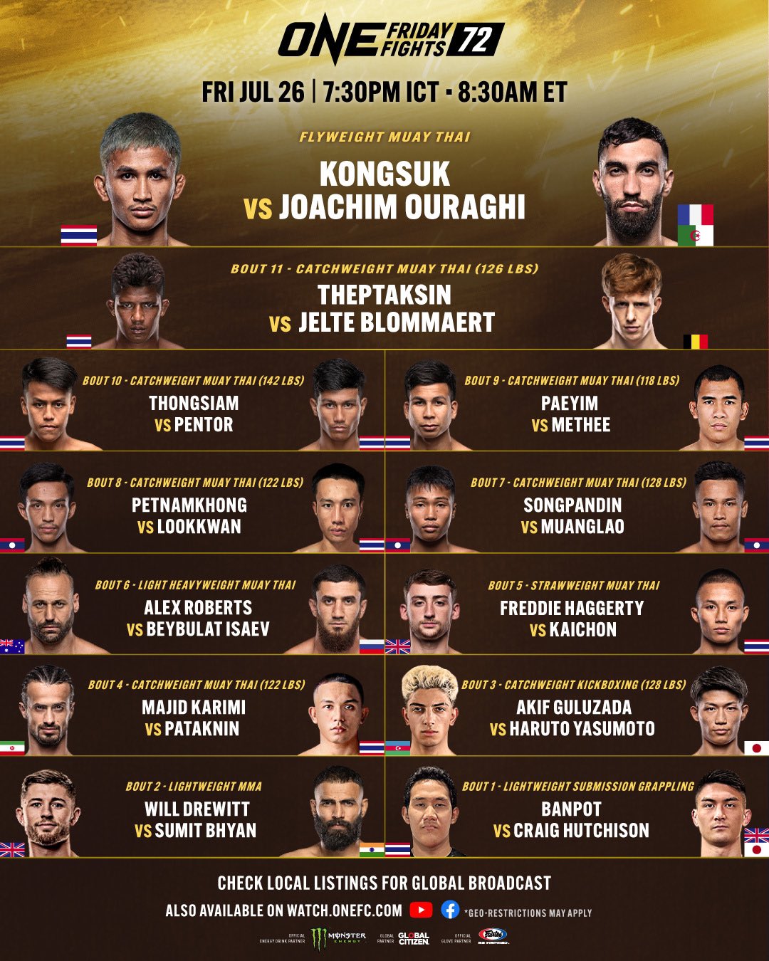 One Friday Fights 72 Poster July 26, 2024