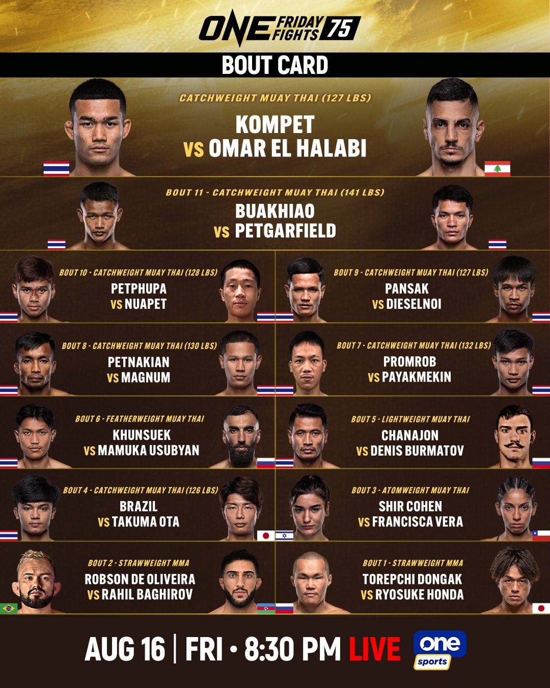 One Friday Fights 75 Poster August 15, 2024