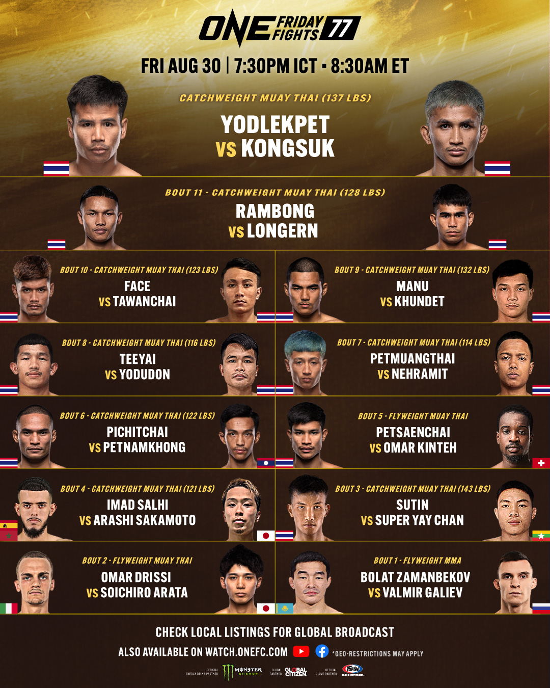 One Friday Fights 77 Poster August 30, 2024