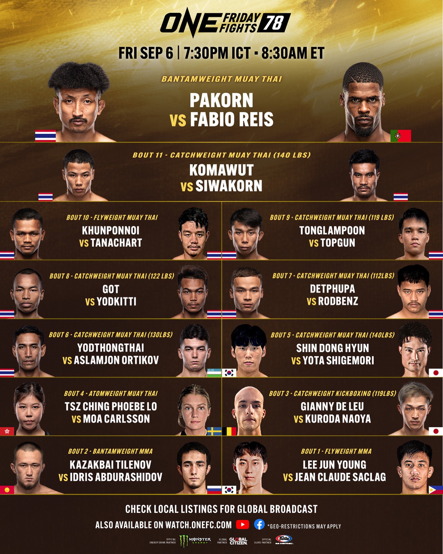 One Friday Fights 78 Poster September 06, 2024