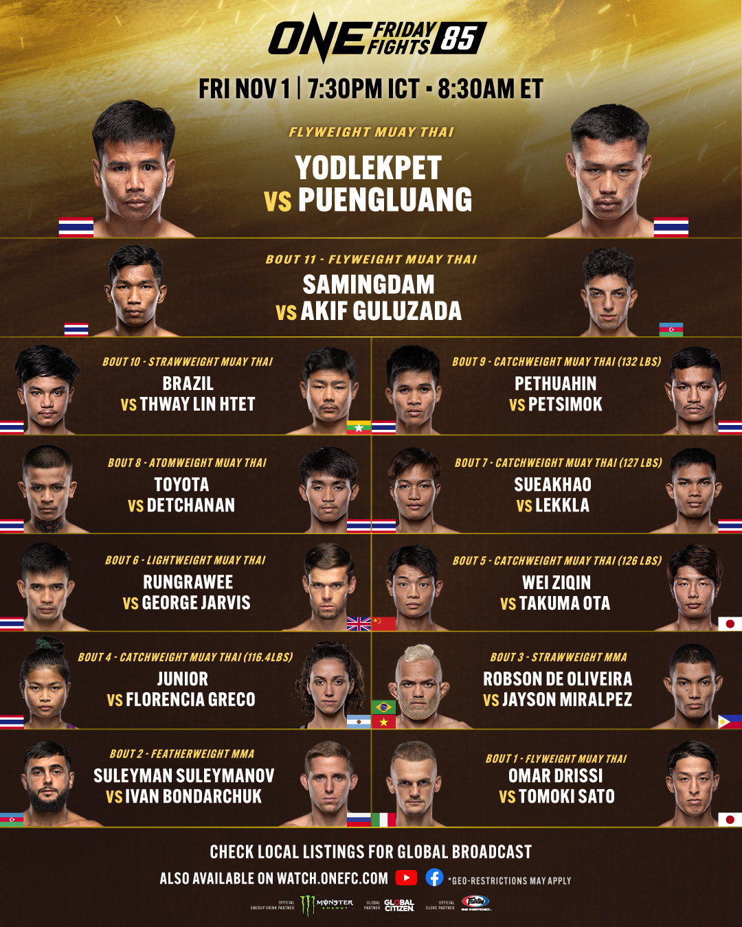 One Friday Fights 85 Poster November 01, 2024