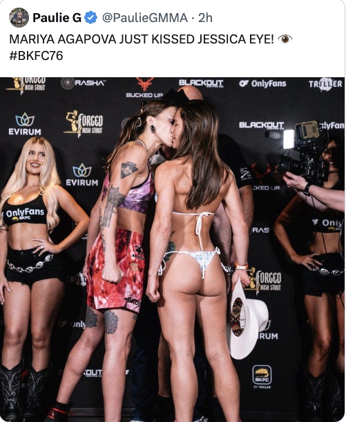 MARIYA AGAPOVA JUST KISSED JESSICA EYE! ???  #BKFC76