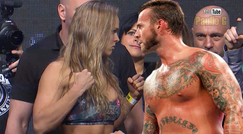 Ronda Rousey versus CM Punk Fight Staredown