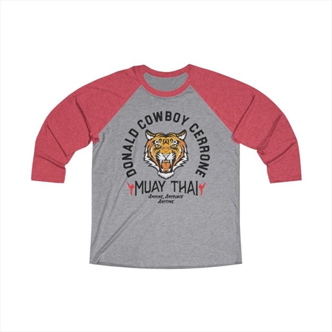 Donald Cowboy Cerrone Muay Thai Vintage Red/Premium Heather Unisex Tri-Blend 3/4 Raglan Tee