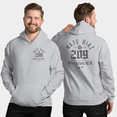 Nate Diaz 209 Stockton Jiu Jitsu Front & Back Sport Grey Unisex Hoodie