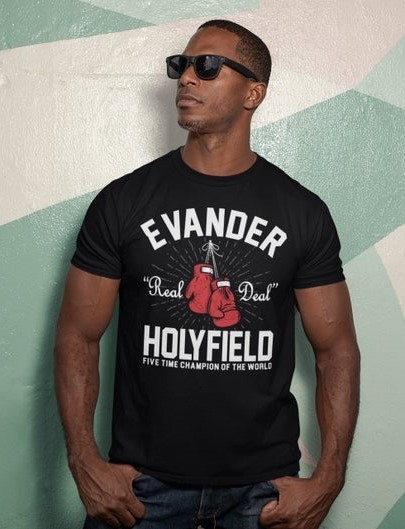 Evander Holyfield The Real Deal Boxing Legend Black Unisex T-Shirt