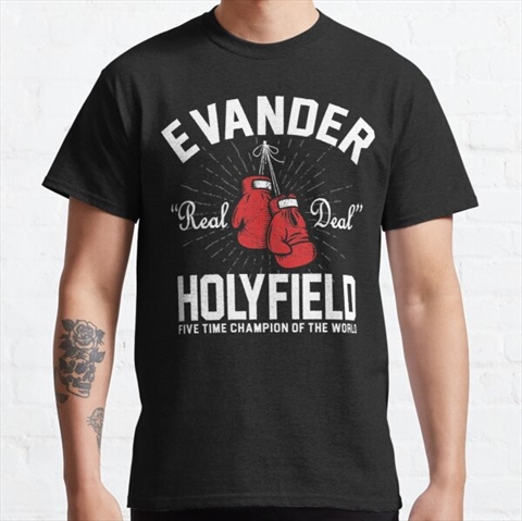 Vintage Evander Holyfield The Real Deal Black Classic T-Shirt 