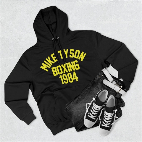 Mike Tyson Boxing 1984 State Games Front & Back Black Unisex Premium Pullover Hoodie