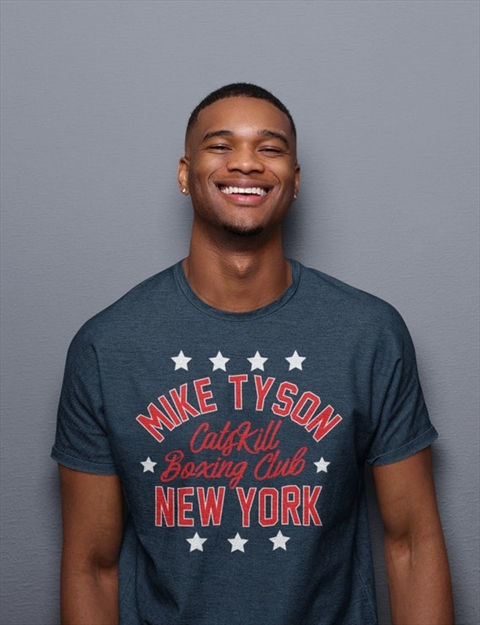Mike Tyson Classic Catskill Boxing Club NY Graphic Heather Navy Unisex T-Shirt