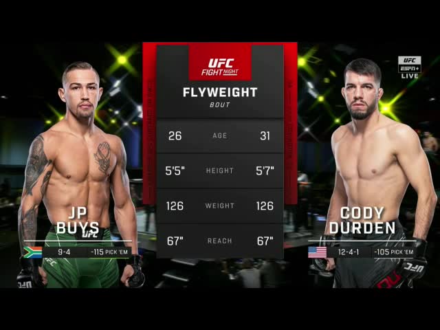 JP Buys vs Cody Durden Full Fight UFC on ESPN 38 Apex MMA Video