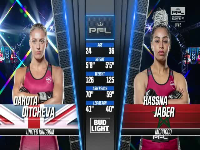 Dakota Ditcheva Vs Hassna Jaber Full Fight 2022 PFL 9 Part 1 MMA Video